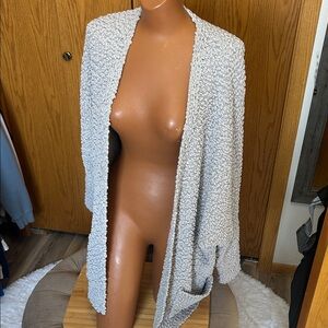 Cozy Ivory Popcorn Knit Open Cardigan